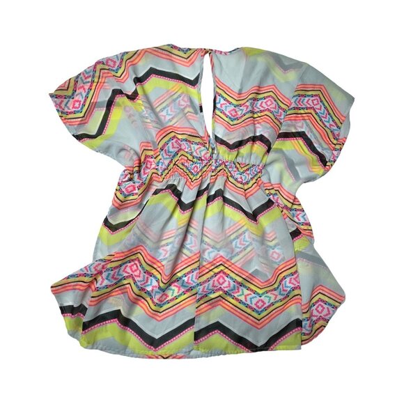 Miken Swim XS Sheer Chevron Print Cover-Up Dress‎ With Elastic Waist NWOT - Picture 7 of 8